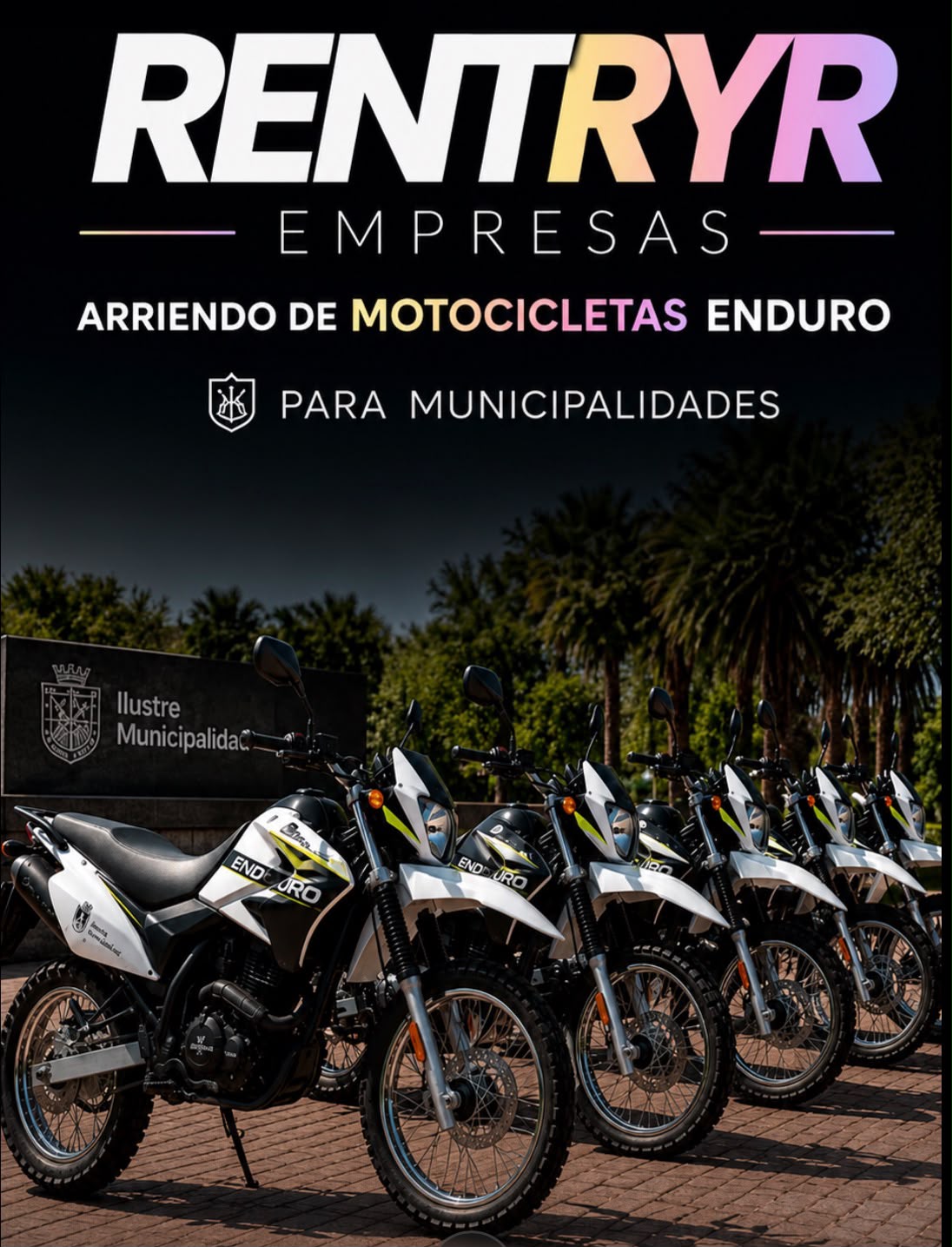Flota de motocicletas enduro RENT RYR para empresas y municipalidades